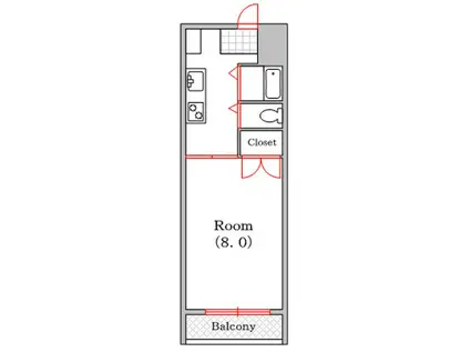 奥内阿波座駅前マンション(1K/4階)の間取り写真