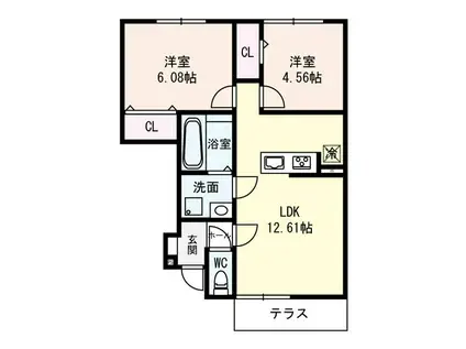 コンフォートヴィレッジII(2LDK/2階)の間取り写真