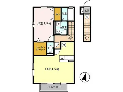 グランドヒルズB(1LDK/2階)の間取り写真