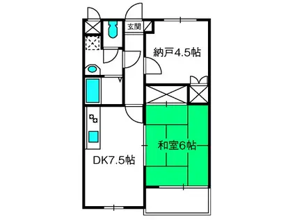 グリーンヒルアドバンス(2DK/2階)の間取り写真