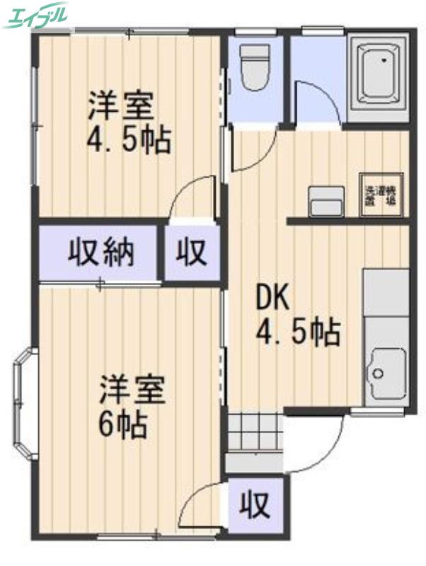 シティハイムカトレア(2DK/2階)の間取り写真