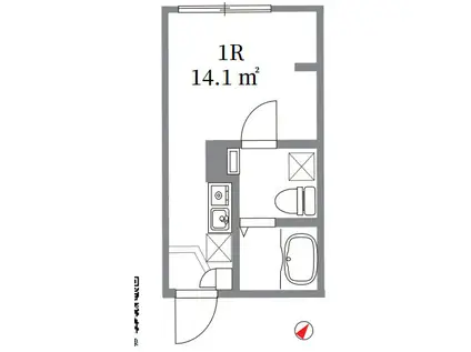 東京メトロ千代田線 北千住駅 徒歩10分 敷礼無 ネット代込(ワンルーム/4階)の間取り写真