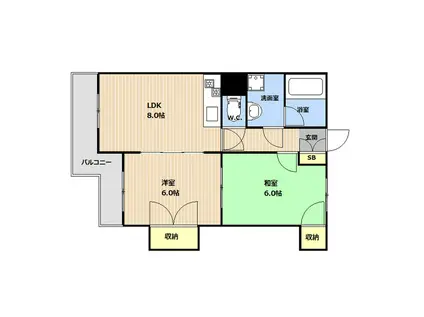 ラフォーレ9番館(2DK/4階)の間取り写真