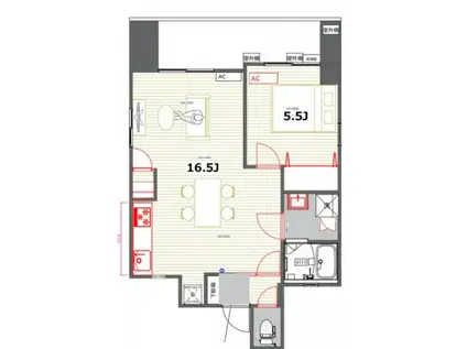THE KAMINOBORI(1LDK/9階)の間取り写真