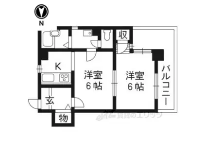 ライオンズマンション四条大宮(2K/3階)の間取り写真