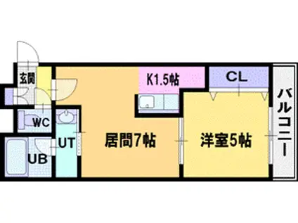 モノトニア(1LDK/2階)の間取り写真