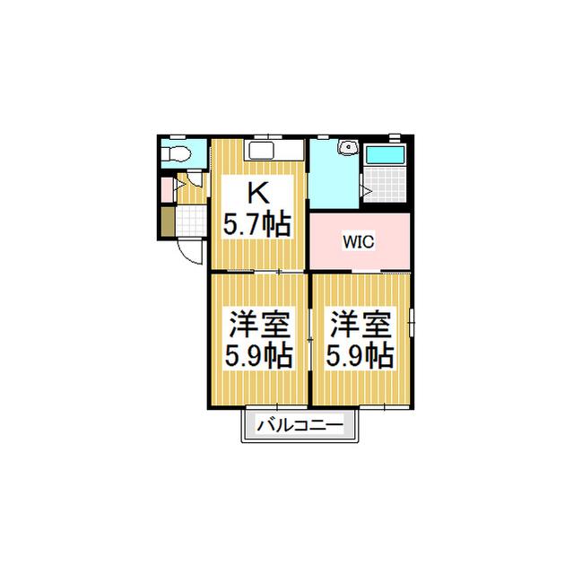 新賀ハイツ C(2K/2階)の間取り写真