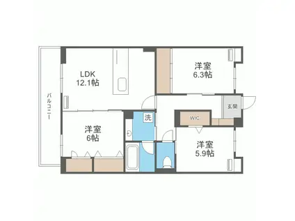 SINFARIA六本松(3LDK/1階)の間取り写真