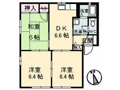 フォーレス中村(3DK/1階)の間取り写真