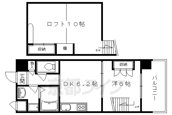 ALBA烏丸御池(1DK/10階)の間取り写真