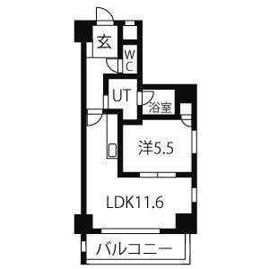 スタジオスクエア大須(1LDK/4階)の間取り写真