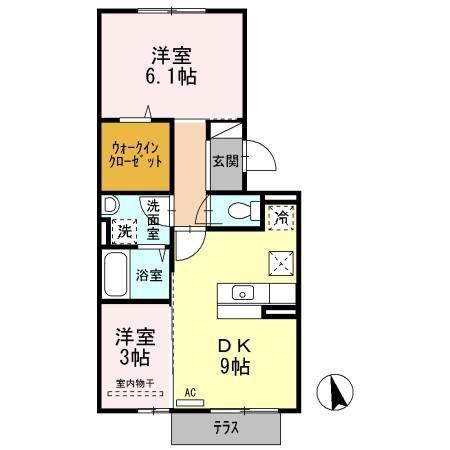 ボヌールチヒロ(2DK/1階)の間取り写真