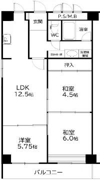 栄町マンション(3LDK/4階)の間取り写真