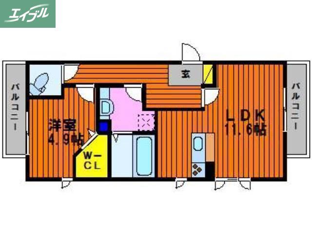 CORAL REEF T(1LDK/1階)の間取り写真