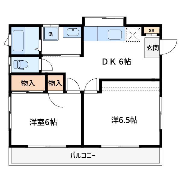 ハイツS&SII(2DK/2階)の間取り写真