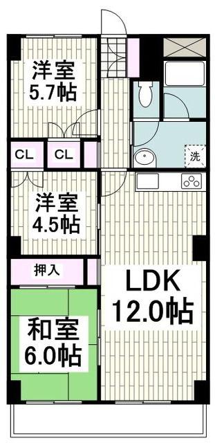 ペアシティー湘南(3LDK/7階)の間取り写真