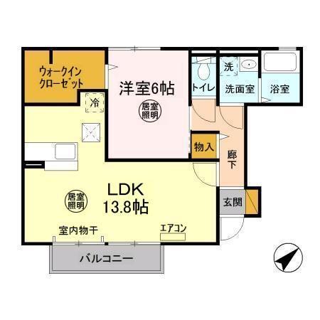 ポルテボヌールII(1LDK/1階)の間取り写真