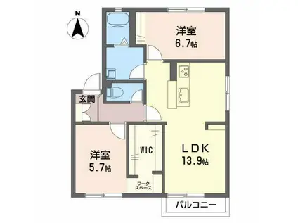 フレグランス西尾張部C棟(2LDK/1階)の間取り写真