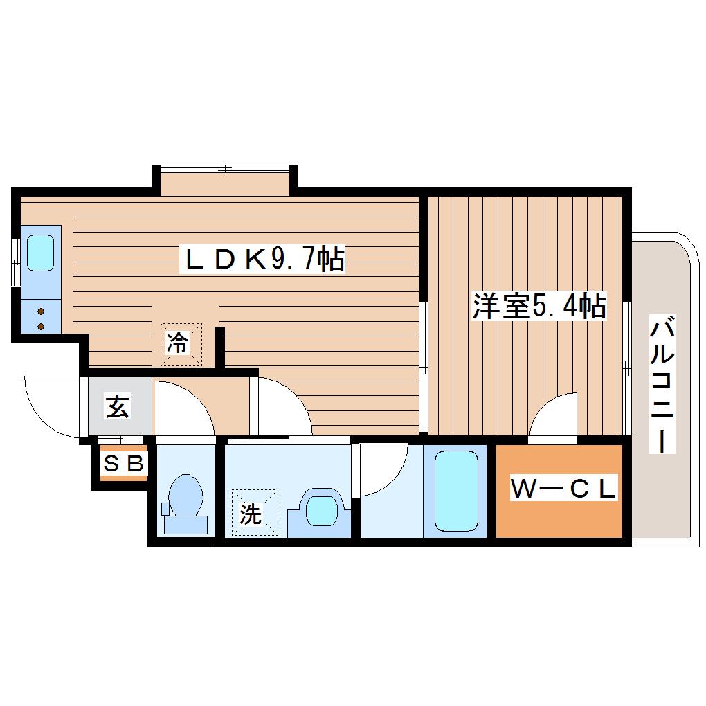 しゃとれ福室(1LDK/1階)の間取り写真