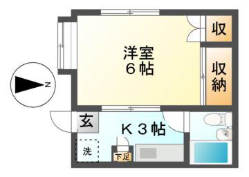ビレージみつくち(1K/2階)の間取り写真
