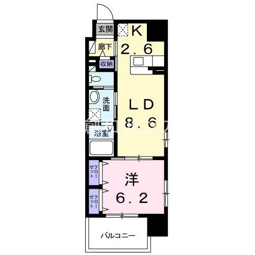 ファミーユ南蛮(1LDK/4階)の間取り写真