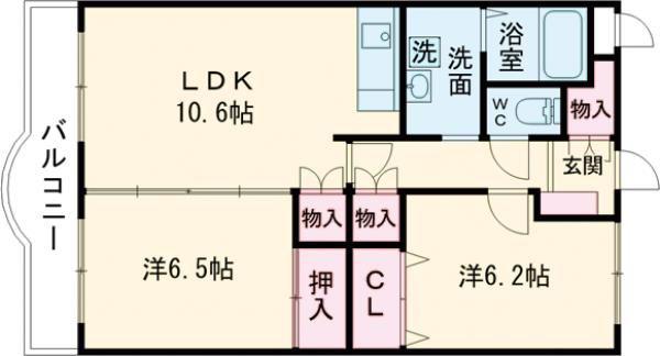 ヒルズオアシス(2LDK/1階)の間取り写真