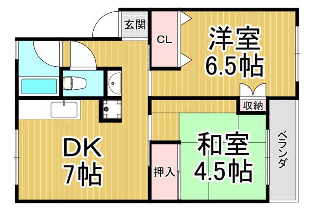 ハイツ瑞原(2DK/3階)の間取り写真
