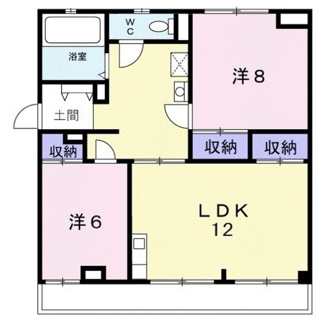馬走グリーンハイツ(2LDK/2階)の間取り写真