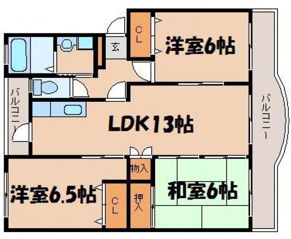 エントピア矢野(3LDK/2階)の間取り写真