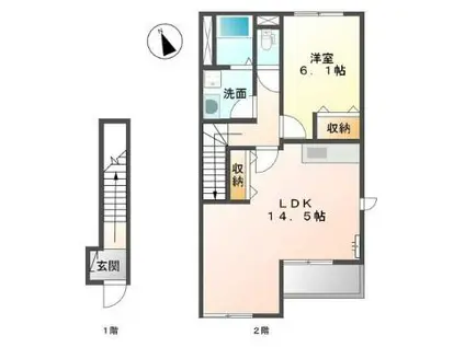 メゾン RS(1LDK/2階)の間取り写真