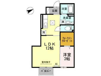 レセンテヴィッラ(1LDK/1階)の間取り写真