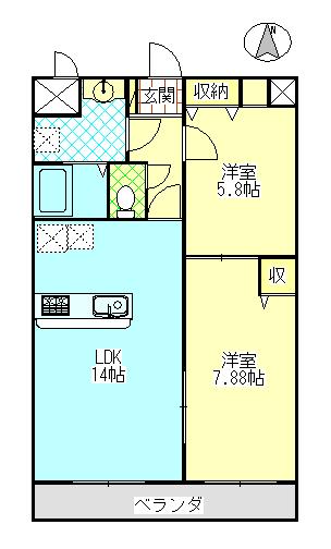 ラパーチェ LAPACE(2LDK/6階)の間取り写真