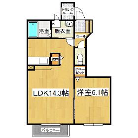 モルエランウィンズA(1LDK/1階)の間取り写真