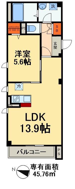ラ・パートメント千葉(1LDK/4階)の間取り写真