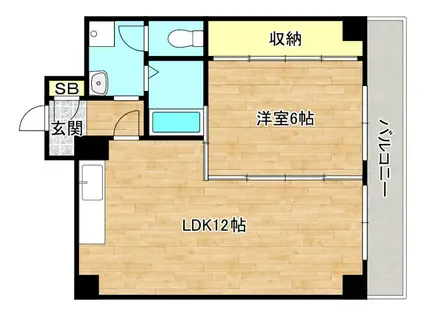 シャンピニヨン岩崎(1LDK/2階)の間取り写真