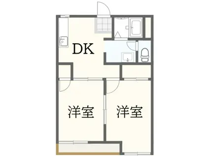 ナラハイム(2DK/2階)の間取り写真