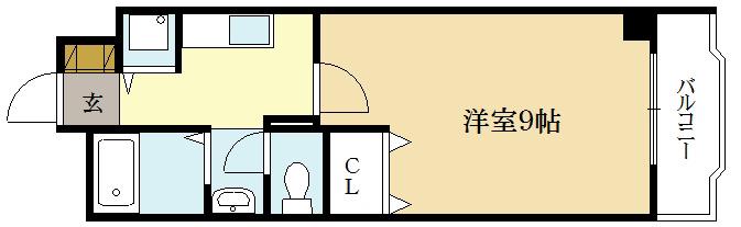 オーブ宇治(1K/2階)の間取り写真