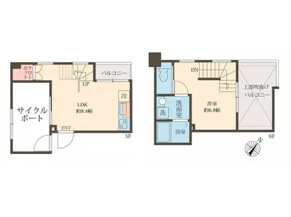スフィア日本橋富沢町(1LDK/5階)の間取り写真