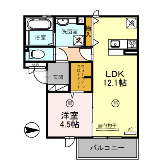D-ROOM Y(1LDK/2階)の間取り写真