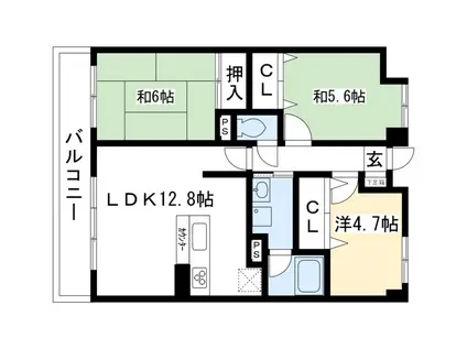 サントハイム北白川(3LDK/4階)の間取り写真