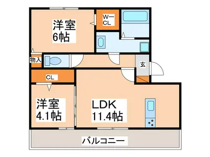 ヴェルドミール蓮台寺(2LDK/1階)の間取り写真