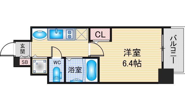 プレサンス名古屋STATIONビジュ(1K/2階)の間取り写真