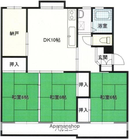 コーポやまたけ(3LDK/4階)の間取り写真