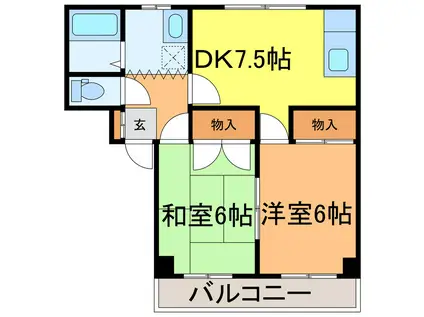 ハシモトハイツ(2DK/3階)の間取り写真