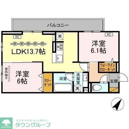リベラル(2LDK/3階)の間取り写真