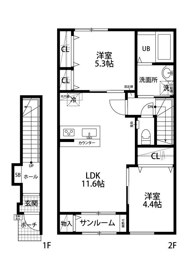 ベレーザ春日町I(2LDK/2階)の間取り写真
