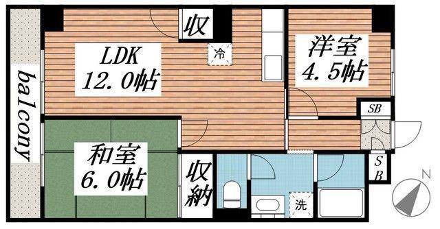 山口マンション(2LDK/5階)の間取り写真