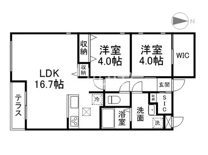 ルドルフ(2LDK/2階)の間取り写真