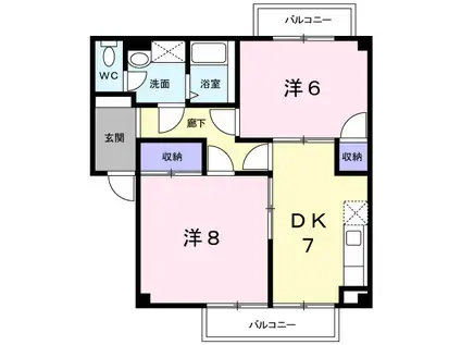 プリマヴェーラ(2DK/2階)の間取り写真