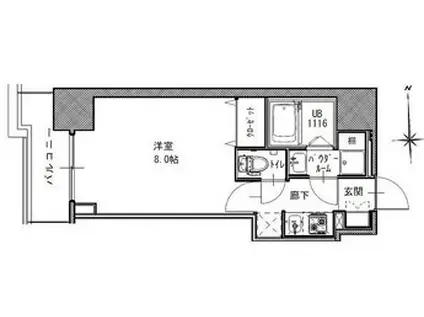 エスレジデンス谷町五丁目(1K/9階)の間取り写真